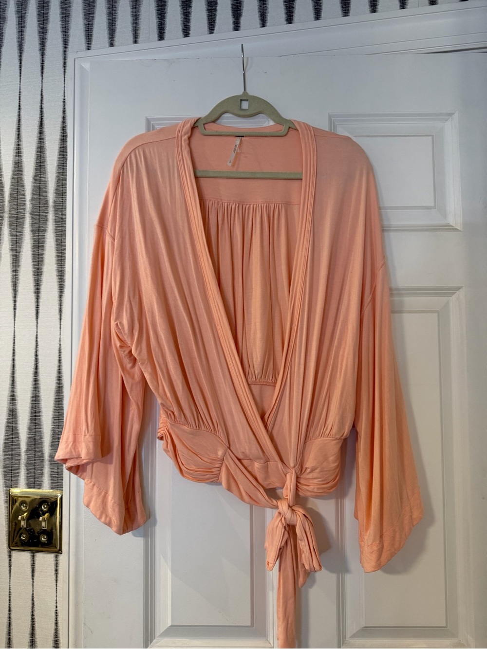 Free People Peach Wrap Robe Top